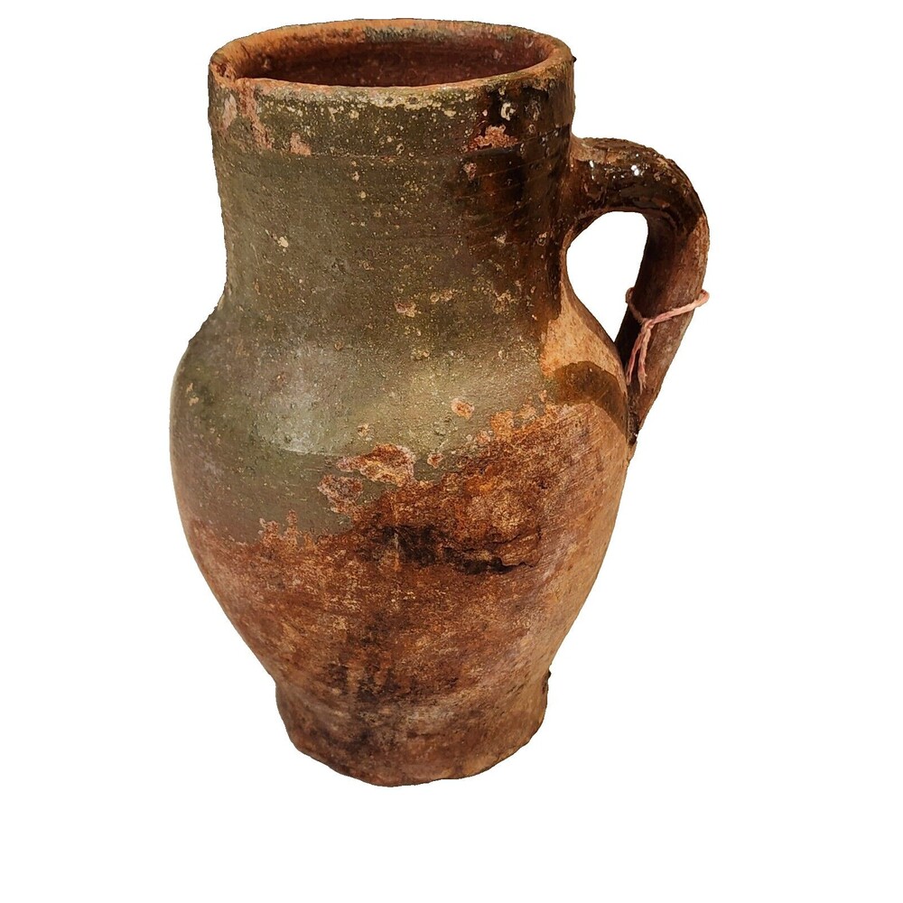 Antique Turkish Terracotta Olive Vase - Vintage Pottery Clay Pot